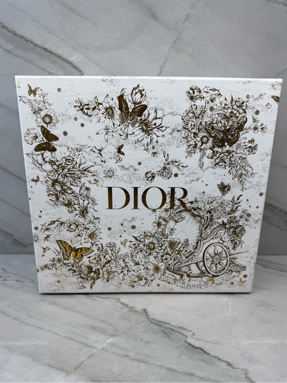DIOR White and Gold Floral Gift Box with Butterfly Motif